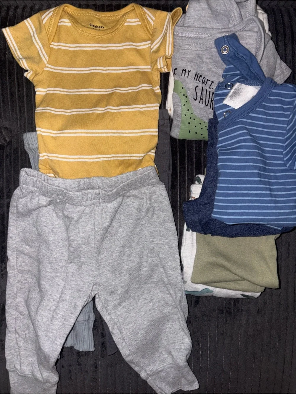 Baby Dinosaur Pajama Pants Set - Gray, Light Blue, Cream, Green
